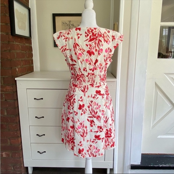 Banana Republic NWT Spring Coral Floral Linen Cotton Mini Dress - Picture 4 of 16